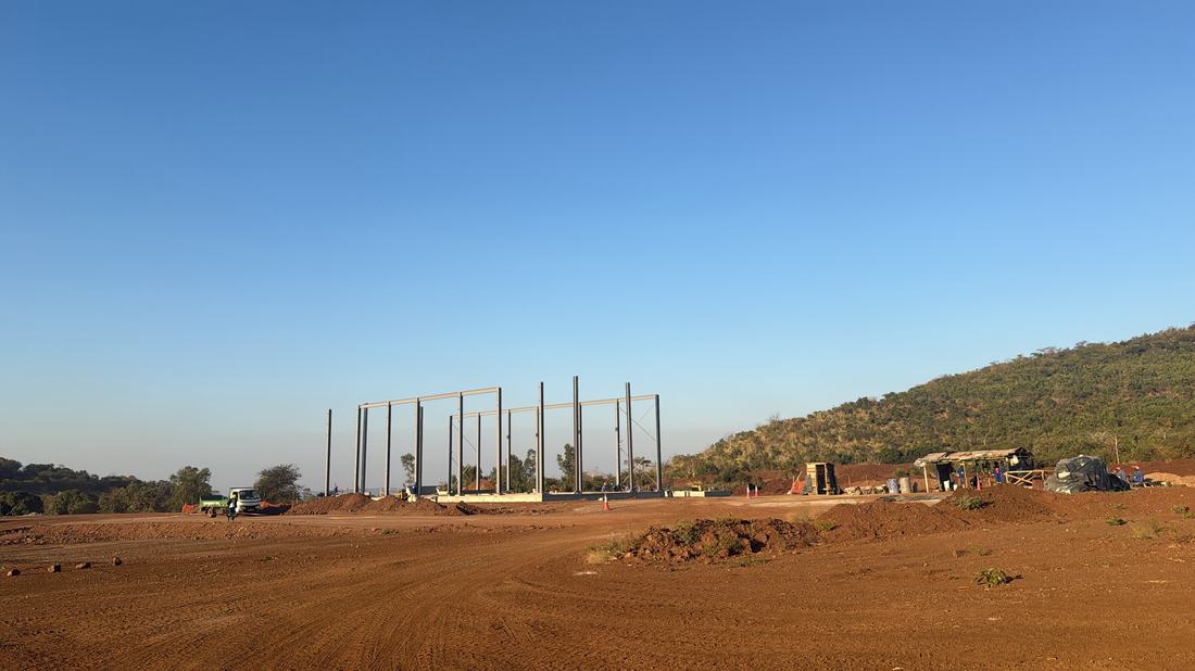 Workshop structural steel under construction